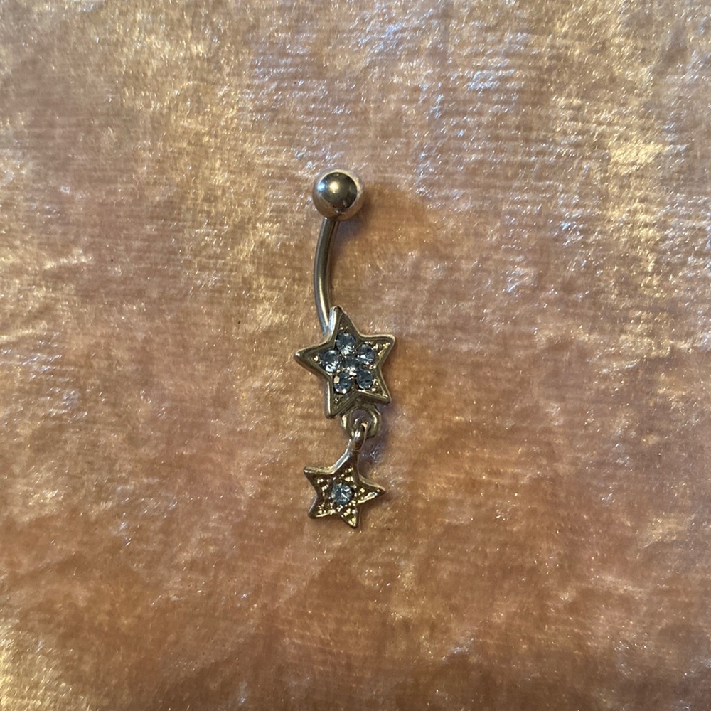 Blue Sparkle Star Belly Button Ring